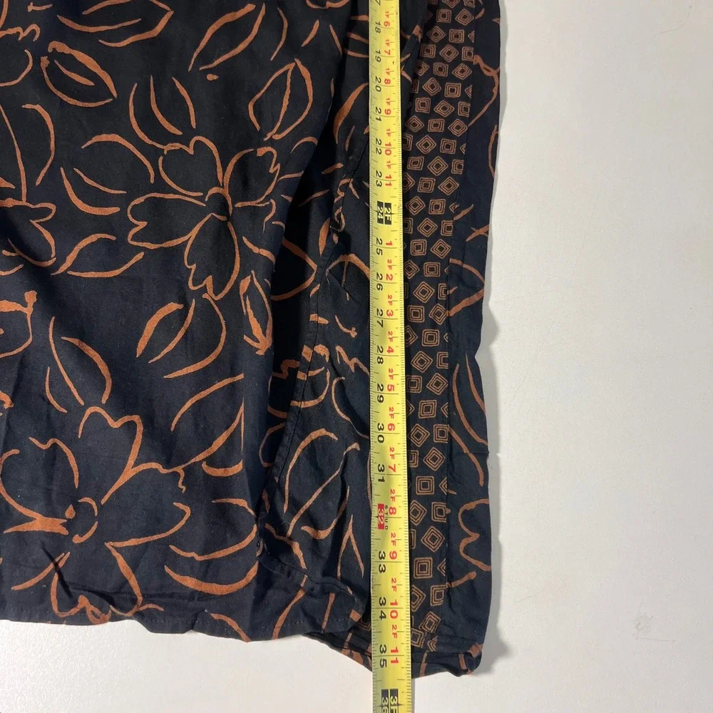 VTG Express Wrap‎ Midi Skirt Size L Floral Geometric Dark Fairy Whimsigoth USA